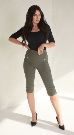 SYLVIE 574-d.kalhoty capri-khaki (1)