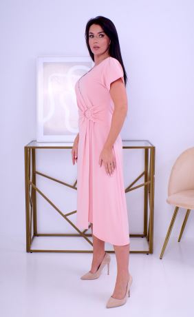 ERIKA-07-727-rafinované dámské šaty s ozdobou-pudrová (2)